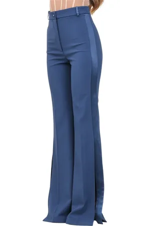 Elisabetta Franchi Spodnie, Kobieta, Niebieski, L, Niebieskie eleganckie spodnie z linią smokingu