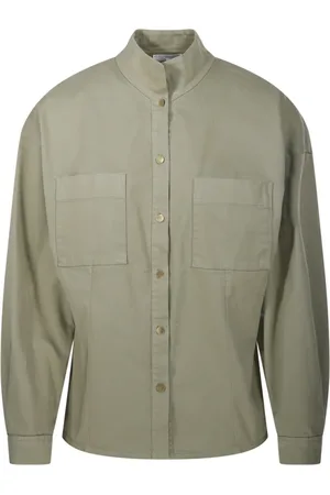 FORTE FORTE Bluzki, Kobieta, Zielony, S, Bawełna, Koszula Olive Collar