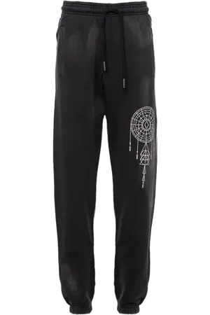 MARCELO BURLON Spodnie, Mężczyzna, Czarny, M, Bawełna, Spodnie dresowe z nadrukiem Dreamcatcher