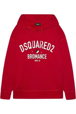 Dsquared2 Bluzy, Mężczyzna, Czerwony, L, Bawełna, Obszerna bawełniana bluza z kapturem