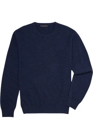 Brooks Brothers Bluzy, Mężczyzna, Niebieski, L, Kaszmir, Sweter z kaszmiru z okrągłym dekoltem