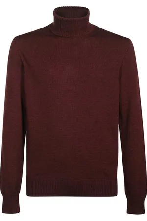 Emporio Armani Swetry, Mężczyzna, Czerwony, L, Wełna, Prążkowany golf z czystej wełny dziewiczej