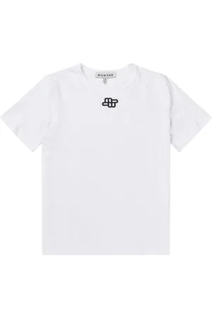 Munthe Koszulki, Kobieta, Biały, M, Bawełna, Bawełniany T-shirt z haftem