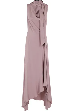 FEDERICA TOSI Sukienki, Kobieta, Różowy, M, Różowa Sukienka z Szalem Crepe de Chine