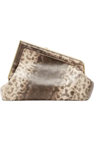 Fendi Torebki, Kobieta, brązowy, ONE SIZE, Skóra, Skórzana kopertówka z motywem zwierzęcym
