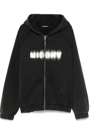 MISBHV Bluzy, Mężczyzna, Czarny, M, Czarny Sweter z Zamkiem i Logo