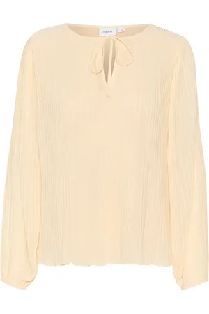 Saint Tropez Bluzki, Kobieta, Beżowy, M, Poliester, Elegancka Bluzka Hoomasz w Kremie