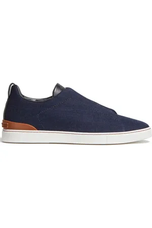 Ermenegildo Zegna Buty, Mężczyzna, Niebieski, 46 EU, Denim, Denimowe sneakersy z potrójnymi przeszyciami