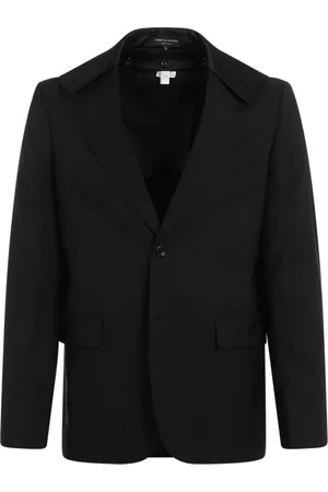 Comme des Garçons Kurtki, Mężczyzna, Czarny, S, Wełna, Czarna wełniana marynarka z klapami w szpic