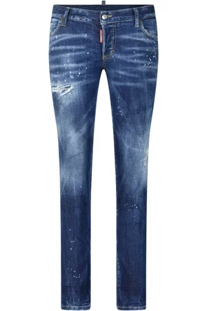 Dsquared2 Jeansy, Kobieta, Niebieski, M, Bawełna, Jeansyy Slim Fit o wyglądzie używanych