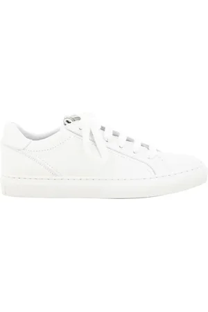 Brunello Cucinelli Buty, Kobieta, Biały, 36 EU, Skóra, Błyszczące Sneakersy z Klejnotami na Płaskiej Podeszwie