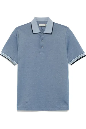 CANALI Koszulki, Mężczyzna, Niebieski, L, Bawełna, Koszulka Polo z Krótkim Rękawem