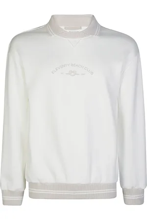 ELEVENTY Bluzy, Mężczyzna, Biały, S, Bawełna, Bluza Crewneck z Bawełny Giza