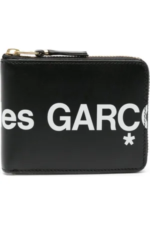 Comme des Garçons Akcesoria, Mężczyzna, Czarny, ONE SIZE, Skóra, Skórzany portfel z nadrukiem logo