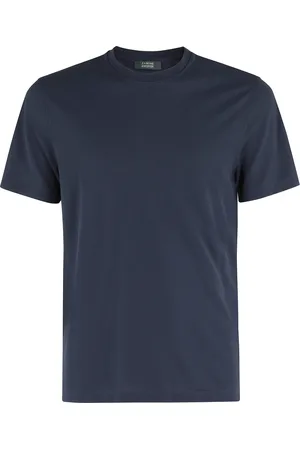 ZANONE Koszulki, Mężczyzna, Niebieski, M, Niebieski T-shirt z Otwartym Dekoltem Krótki Rękaw