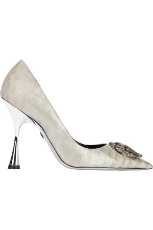 Roberto Cavalli Buty, Kobieta, Szary, 36 EU, Lakierowane szpilki z monogramem węża