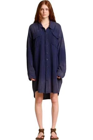 Denimist Sukienki, Kobieta, Niebieski, M, Denim, Niebieska Sukienka Koszulowa Utility