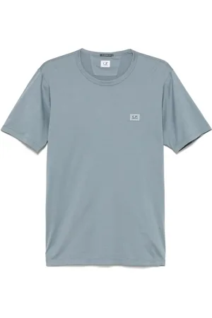 C.P. Company Koszulki, Mężczyzna, Szary, M, Bawełna, T-shirt z krótkim rękawem i naszywką z logo