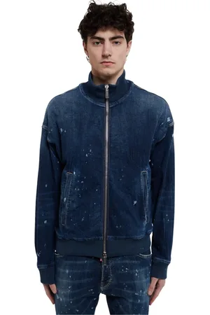 Dsquared2 Kurtki, Mężczyzna, Niebieski, L, Denim, Niebieska Kurtka Bomberka z Jeansyowau