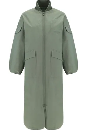 Ganni Płaszcze, Kobieta, Zielony, S, Poliester, Tech Seersucker Oversized Shell Coat
