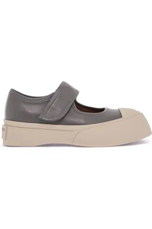 Marni Buty, Kobieta, Szary, 40 EU, Skóra, Szare skórzane sneakersy z zapięciem na rzepy