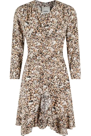Isabel Marant Sukienki, Kobieta, Wielobarwność, L, Elegancka Sukienka Octavia w okrze i ecru