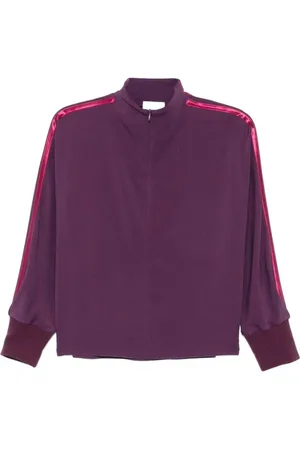 FORTE FORTE Bluzy, Kobieta, Fioletowy, M, Top z płynnego krepu z satynowymi paskami