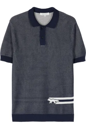 Maison Kitsuné Koszulki, Mężczyzna, Niebieski, M, Bawełna, Niebieska koszulka polo