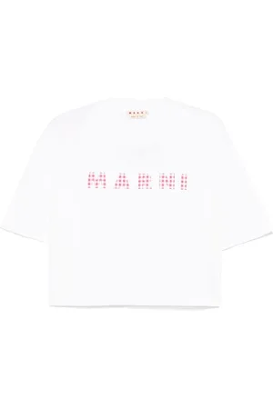 Marni Koszulki, Kobieta, Biały, XS, Koszulka z dżerseju w kratę gingham