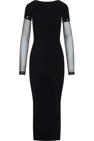 Sportmax Sukienki, Kobieta, Czarny, M, Poliester, Elegancka Czarna Sukienka