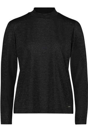 Betty & Co Koszulki, Kobieta, Czarny, L, Koszulka z golfem z nitką Lurex