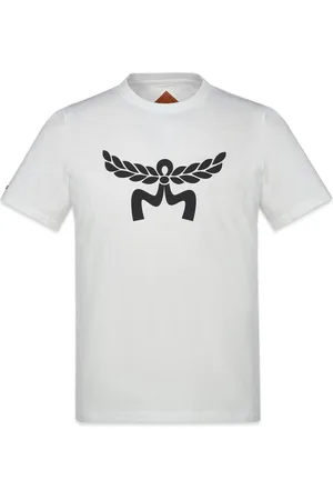 MCM Koszulki, unisex, Biały, 2XL, Bawełna, T-shirt z logo Laurel z organicznej bawełny