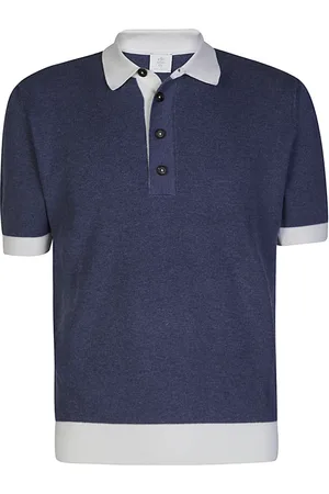 ELEVENTY Koszulki, Mężczyzna, Niebieski, 2XL, Kaszmir, Polo z bawełny i kaszmiru