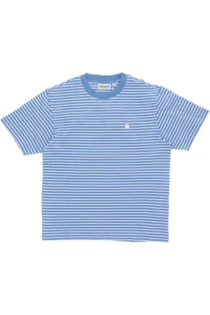 Carhartt Koszulki, Kobieta, Niebieski, M, Bawełna, Koszulka T-shirt w paski z okrągłym dekoltem
