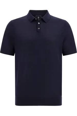 Boggi Milano Swetry, Mężczyzna, Niebieski, XL, Wełna, Dzianinowa koszulka polo z wełny merino