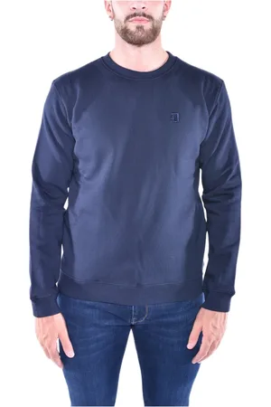 Dondup Bluzy, Mężczyzna, Niebieski, S, Bawełna, Bluza Crewneck z Logo
