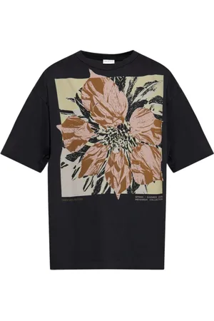 DRIES VAN NOTEN Koszulki, Mężczyzna, Czarny, L, Bawełna, T-shirt z okrągłym dekoltem