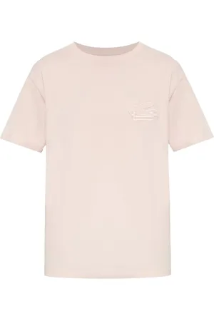 Etro Koszulki, Mężczyzna, Różowy, S, Bawełna, Koszulka z krótkim rękawem Pegaso Motif Crew Neck