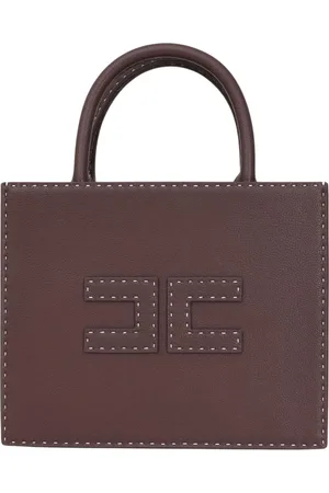 Elisabetta Franchi Torebki, Kobieta, brązowy, ONE SIZE, Brązowa syntetyczna torba typu tote z logo