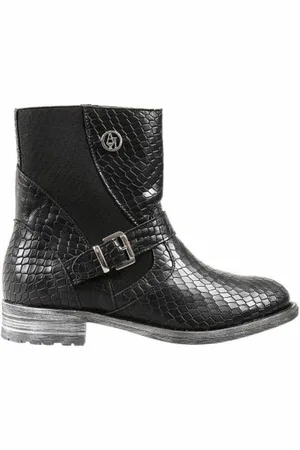 Emporio Armani Buty, Kobieta, Czarny, 37 EU, Skóra, Botki ze skóry tłoczonej we wzór krokodylej skóry
