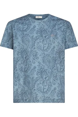 Etro Koszulki, Mężczyzna, Niebieski, XL, Bawełna, Koszulka bawełniana Paisley Jersey