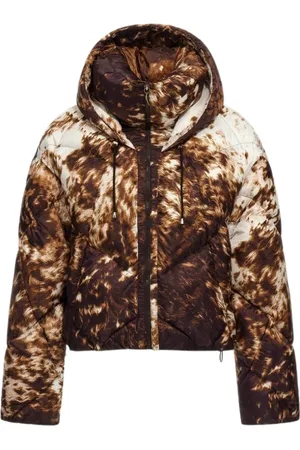 Roberto Cavalli Kurtki, Kobieta, brązowy, L, Kurtka Puffer z Nadrukiem Appaloosa