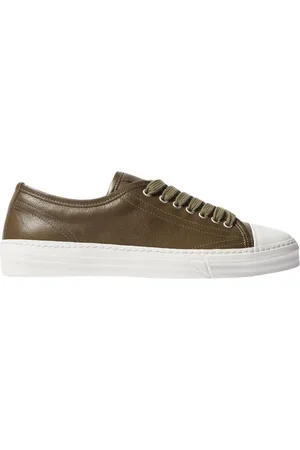 Scarosso Buty, Mężczyzna, Zielony, 42 EU, Skóra, Skórzane sneakersy sznurowane z motywem kamuflażu