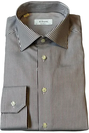 Eton Koszule, Mężczyzna, Szary, L, Bawełna, Koszula w paski Signature Twill