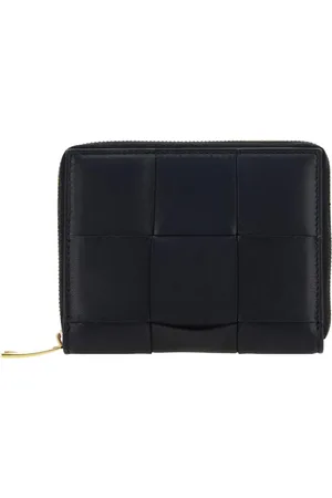 Bottega Veneta Akcesoria, Kobieta, Czarny, ONE SIZE, Skóra, Portfel skórzany Intrecciato
