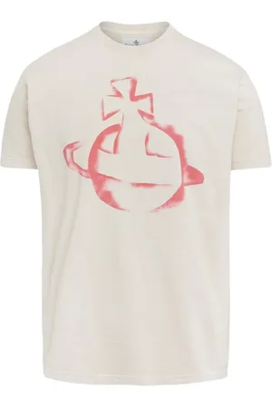Vivienne Westwood Koszulki, Mężczyzna, Beżowy, M, Bawełna, Stencil Classic T-Shirt