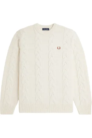 Fred Perry Swetry, Mężczyzna, Beżowy, M, Kremowy Sweter