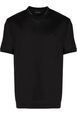 Emporio Armani Koszulki, Mężczyzna, Niebieski, S, Koszulka z krótkim rękawem z mieszanki lyocellu