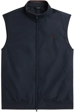 Fred Perry Kurtki, Mężczyzna, Niebieski, M, Bawełna, Brentham Sleeveless Coat