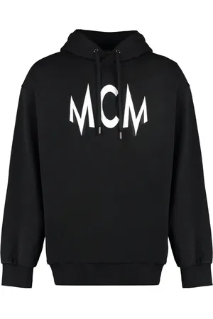 MCM Bluzy, Mężczyzna, Czarny, L, Intarsia Bawełniany Hoodie z Dżersejowymi Mankietami
